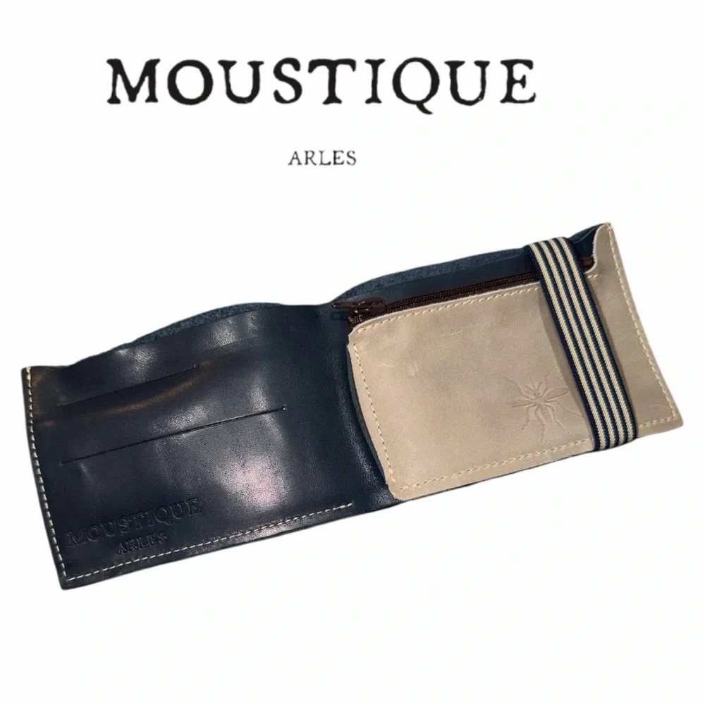 Moustique Arles Men’s Bifold Navy Blue‎ Leather Wallet